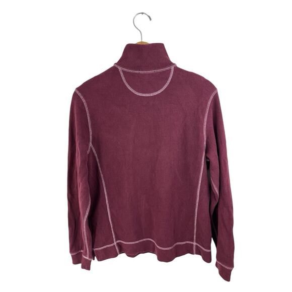 Eddie Bauer Men’s Pullover 1/4 Zip Mock Neck Burgundy Medium Cotton Sweatshirt - Picture 10 of 12
